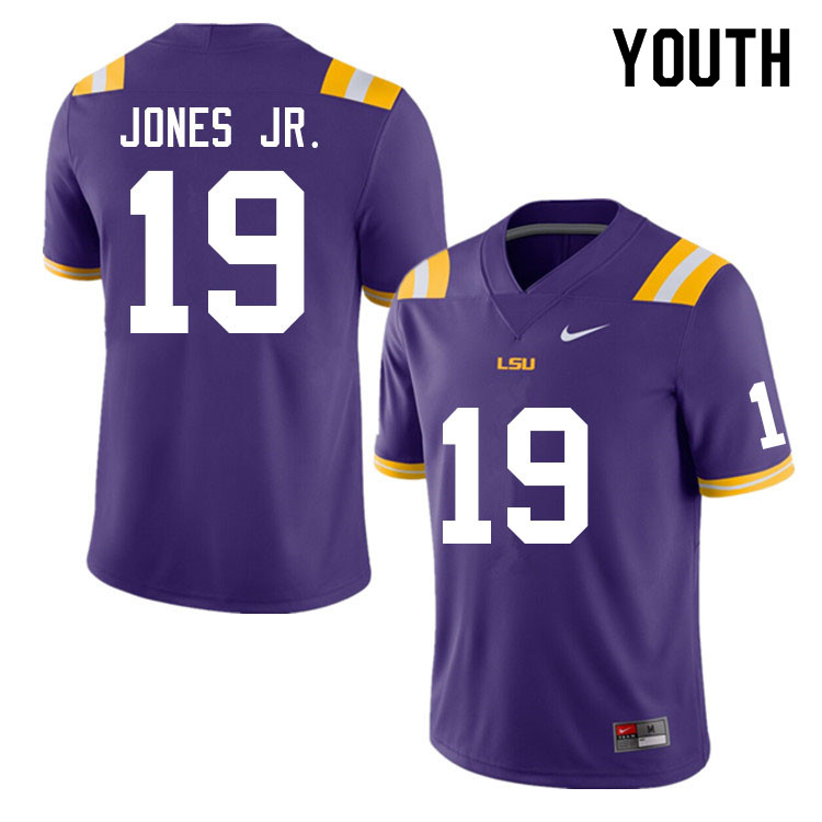 LSU Tigers Mike Jones Jr. #19 Purple Youth Stitched Authentic NCAA 2021 College Nike Football Jersey QSQ6875HB